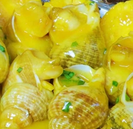 Ốc Bulet xào trứng muối bắp